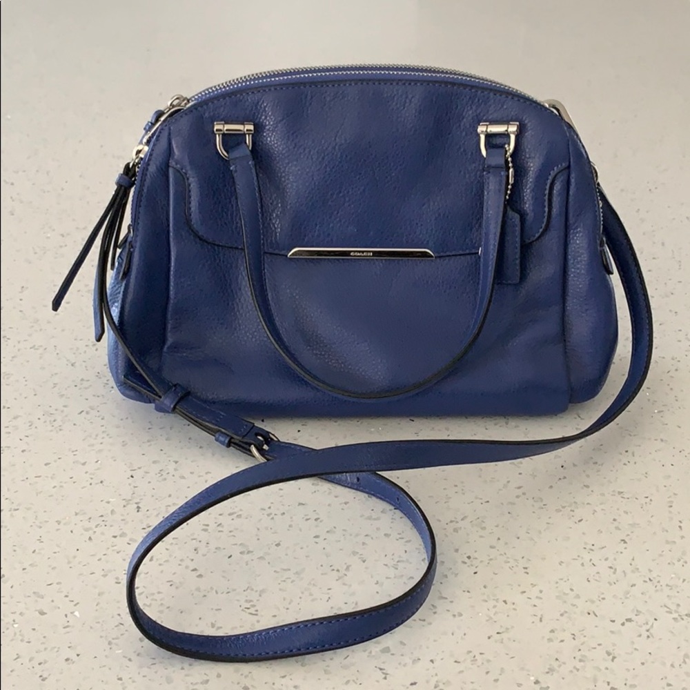 Blue Leather Coach Handbag Purse - crossbody